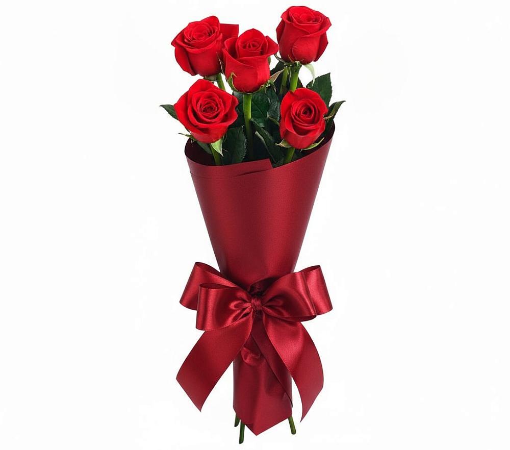 Букет 5 Красных роз Эдлесс Лав в Новосокольниках