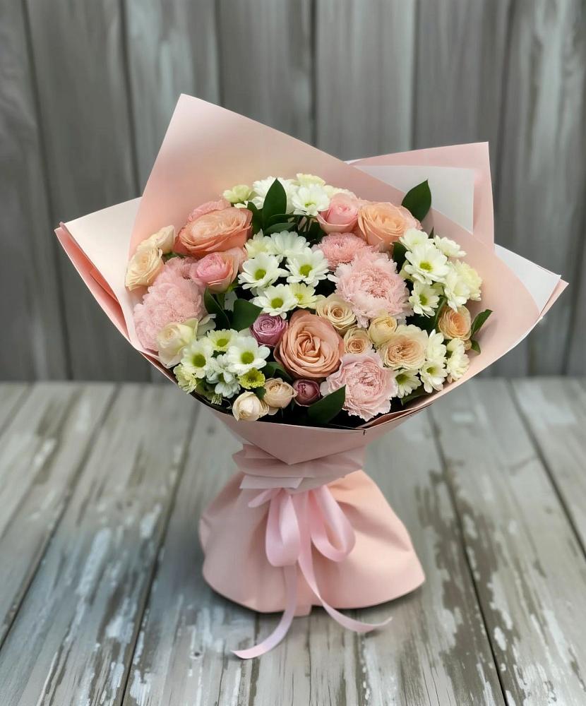 Букет цветов из: Гвоздики, Розы и Хризантемы в Новосокольниках