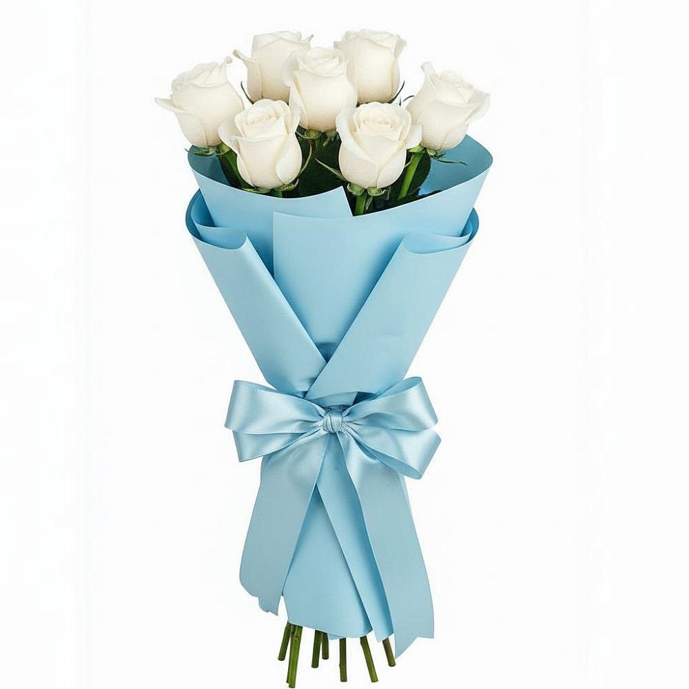 Букет 7 белых роз Проуд в Новосокольниках