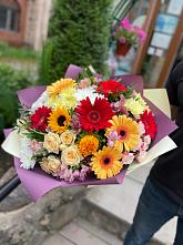 Букет цветов из:  Герберы, Ромашки, Хризантемы, Розы и Подсолнухи #REPLACE_PRED# Новосокольниках