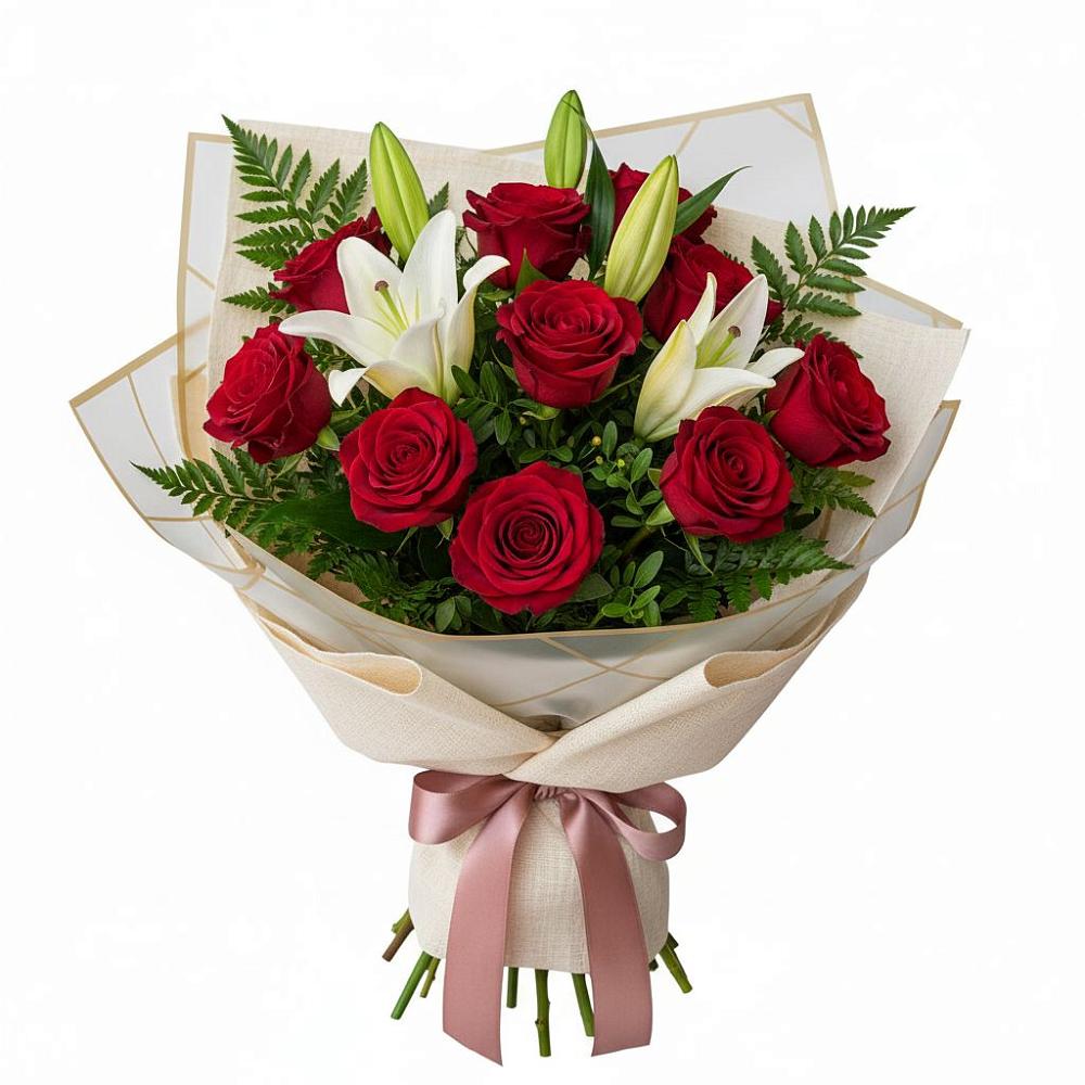 Букет цветов из: Лилии и Розы в Новосокольниках