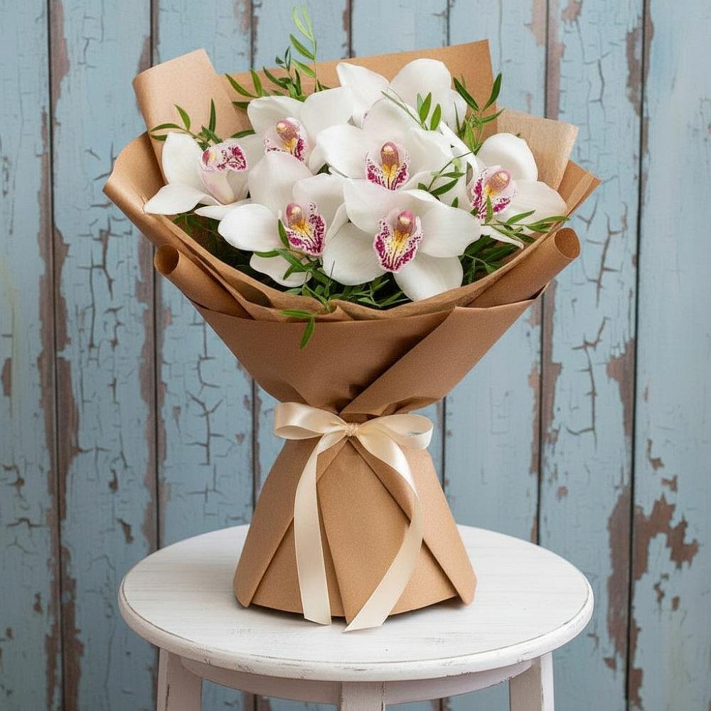 Букет цветов из: Орхидеи и Розы в Новосокольниках