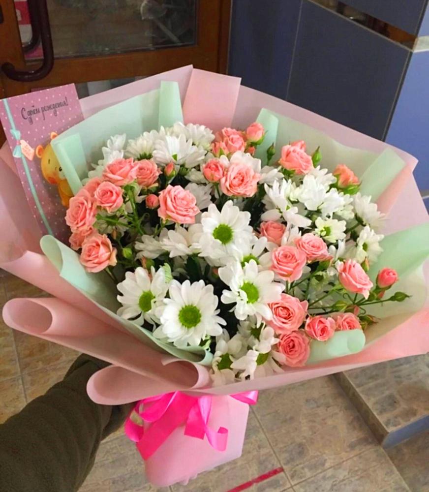 Букет цветов из: Розы и Хризантемы в Новосокольниках