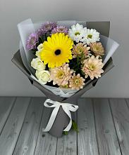 Букет цветов из:  Розы, Герберы и Хризантемы #REPLACE_PRED# Новосокольниках