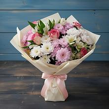 Букет цветов из:  Хризантемы, Альстромерии и Розы в Новосокольниках