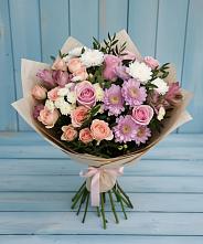 Букет цветов из:  Хризантемы, Розы и Альстромерии #REPLACE_PRED# Новосокольниках