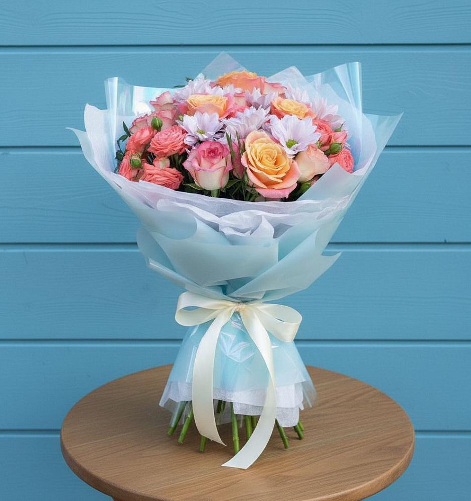 Букет цветов из: Хризантемы и Розы в Новосокольниках