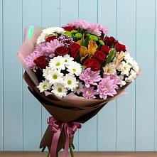 Букет цветов из:  Розы, Хризантемы и Альстромерии в Новосокольниках