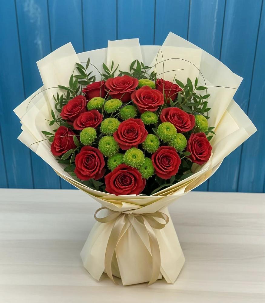 Букет цветов из: Розы и Хризантемы в Новосокольниках