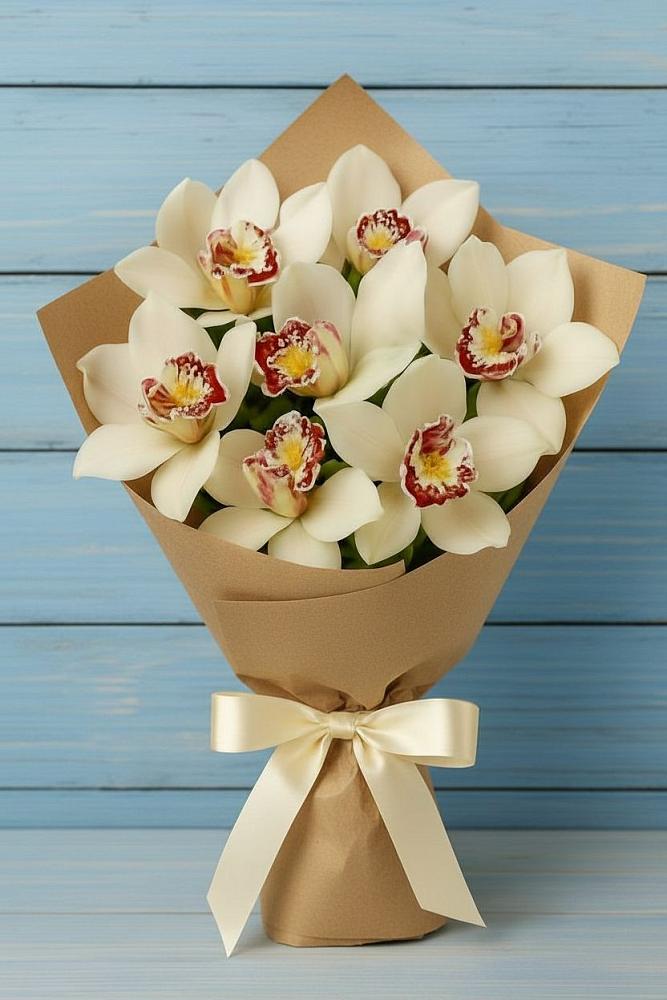 Букет цветов из: Орхидеи и Розы в Новосокольниках